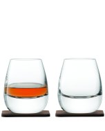 LSA Whisky Islay Tumblers & Walnut Coaster - Clear 250ml (Set of 2)