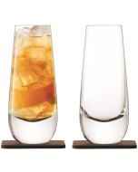 LSA Whisky Islay Mixer Glass Set With Walnut Coasters 325ml