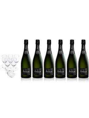 Ayala Brut Majeur NV Champagne Case Deal 6x75cl & 6 Flutes