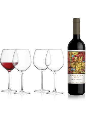 Casarena Cabernet Sauvignon 75cl & LSA Red Wine Glasses - 400ml