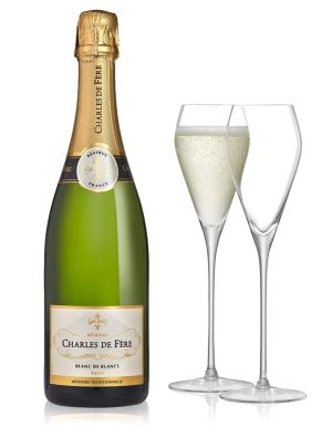 Charles De Fere Jean-Louis Sparkling Wine & 2 LSA Prosecco Glasses