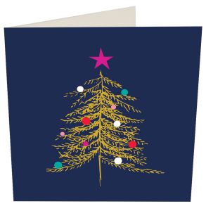 Gold Tree On Navy Christmas  5 x Gift Card Pack