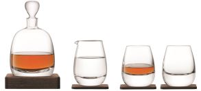 LSA Whisky Islay Walnut Decanter & Glasses Set - Clear 1L