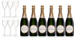 Laurent Perrier La Cuvee NV Champagne Case Deal 6x75cl & 6 LP Glasses