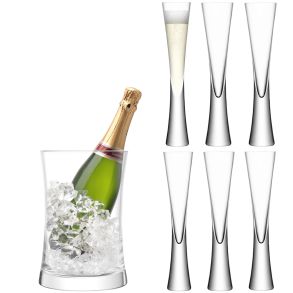 LSA Moya Champagne Serving Set - Ice Bucket & Flutes (Set of 6)
