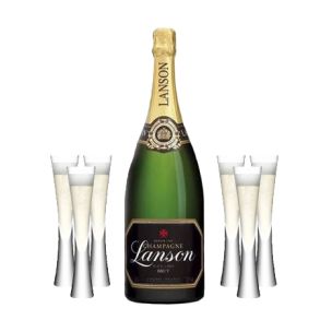 Lanson Magnum Black label Champagne Brut NV 150cl & 6 LSA Moya Flutes