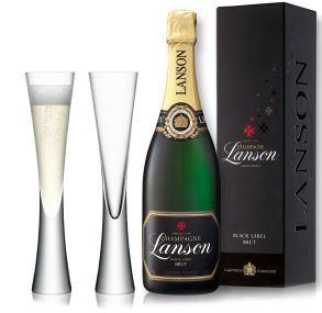 Lanson Champagne Brut NV 75cl & 2 LSA Moya Champagne Flutes
