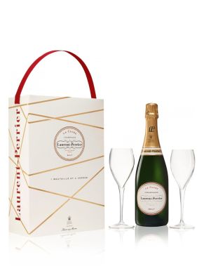 Laurent-Perrier La Cuvée Champagne NV 75cl & 2 Branded Flutes Gift Box