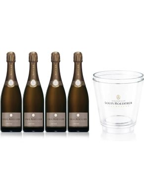 Louis Roederer Brut Vintage 2015 Champagne 4 x 75cl and Ice Bucket