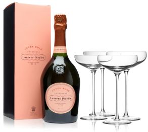 Laurent-Perrier Cuvée Rosé Champagne & 4 LSA Champagne Saucers