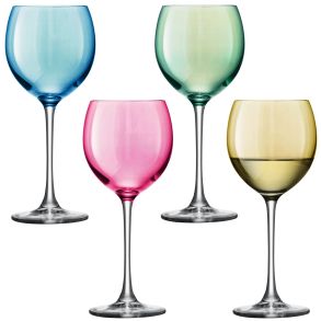 LSA Polka Wine Glasses - Pastel 400ml (Assorted Set of 4)