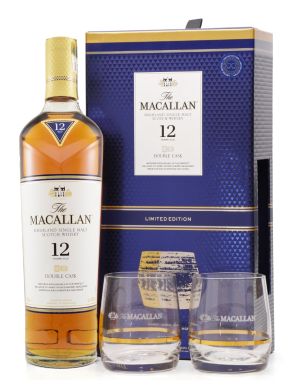 Macallan 12 Year Old Double Cask Whisky 70cl & 2 Tumblers