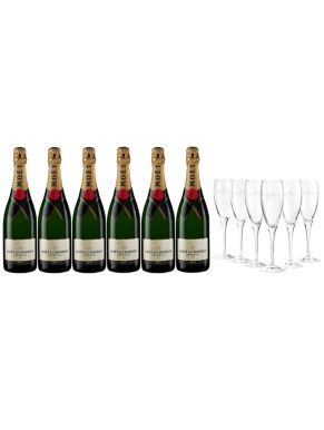 Moet & Chandon Champagne Case Deal 6x75cl & 6 Glasses