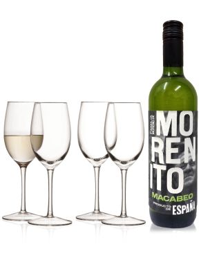 Morenito Macabeo 75cl & LSA Wine Collection White Wine Glasses