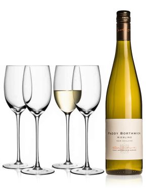 Paddy Borthwick Riesling 75cl & LSA Wine Collection White Wine Glasses