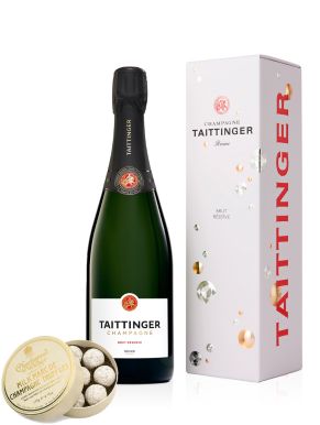 Taittinger Brut Reserve Champagne 75cl & Milk Truffles 135g