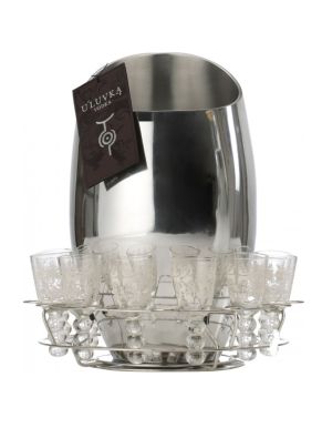 ULuvka Vodka Magnum Branded Metal Ice Bucket & Glasses