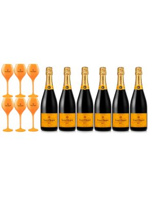 Veuve Clicquot Champagne Case Deal 6x75cl & 6 Acrylic Flutes