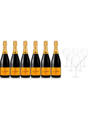 Veuve Clicquot Champagne Case Deal 6x75cl & 6 Glasses