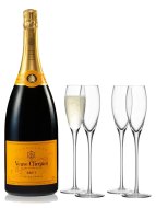 Veuve Clicquot Magnum Brut NV Champagne 150cl & 4 LSA Flutes