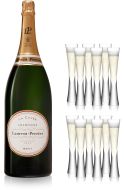 Laurent Perrier Jeroboam Brut Champagne 300cl & 12 LSA Moya Flutes
