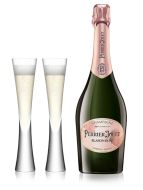 Perrier Jouet Blason Rose Champagne & 2 LSA Moya Champagne Flutes