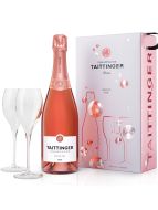 Taittinger Prestige Rose Champagne & 2 Flute Gift Set 75cl