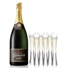 Lanson Magnum Brut Champagne Magnum 150cl & 6 LSA Moya Flutes
