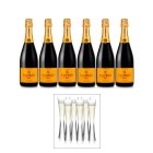 Veuve Clicquot Brut Champagne Case Deal & Set of 6 Glasses