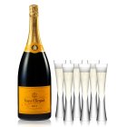 Veuve Clicquot Champagne Magnum 150cl & 6 LSA Moya Flutes