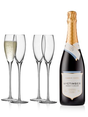 Nyetimber Cuvée 75cl & LSA Sparkling Wine Collection Flutes