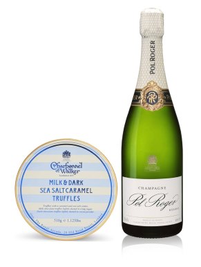Pol Roger Brut Reserve NV Champagne 75cl & Sea Salt Truffles 510g