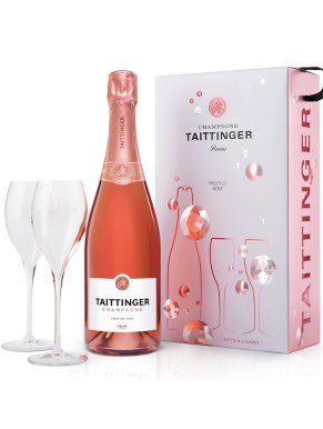 Taittinger Prestige Rose Champagne & 2 Flute Gift Set 75cl