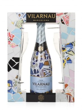 Vilarnau Brut Cava Gaudi Sleeve & 2 Flute Gift Set 75cl