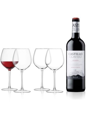 Castillo Clavijo Rioja 75cl & LSA Red Wine Glasses - 400ml
