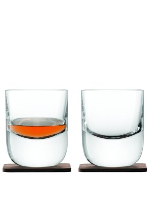 LSA Whisky Renfrew Tumblers & Walnut Base - Clear 270ml