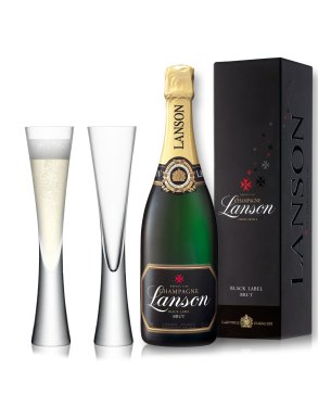 Lanson Champagne Brut NV 75cl & 2 LSA Moya Champagne Flutes