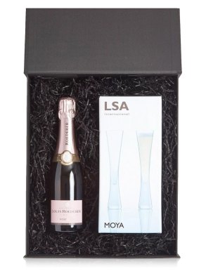 Louis Roederer Rosé Half & LSA Moya Flutes Luxury Gift Box