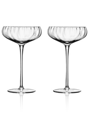 LSA Aurelia Champagne Saucers - Clear Optic 300ml (Set of 2)
