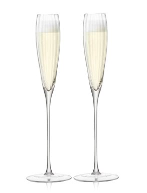 LSA Aurelia Grand Champagne Flutes - Clear Optic 165ml (Set of 2)