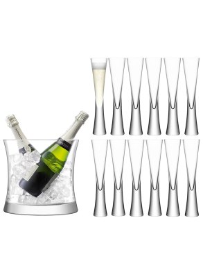 LSA Moya Champagne Grand Serving Set - Ice Bucket & Flutes (Set of 12)