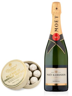 Moët & Chandon Brut Champagne 75cl & Milk Truffles 135g