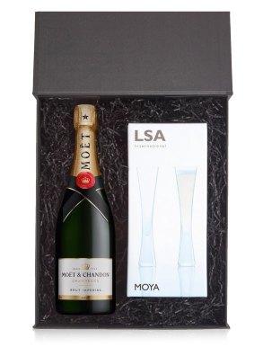 Moët & Chandon Champagne 75cl & LSA Moya Flutes Luxury Gift Box