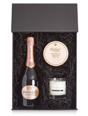 Perrier Jouët Rosé Champagne, Candle & Truffles Luxury Gift Box