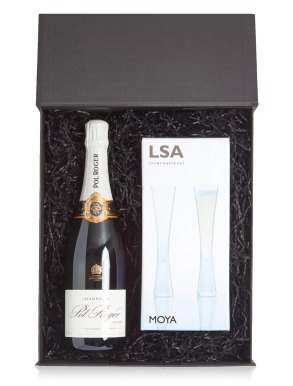 Pol Roger Champagne 75cl & LSA Moya Flutes Luxury Gift Box