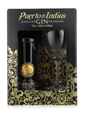 Puerto De Indias Black Gin 70cl & Balloon Glass Set