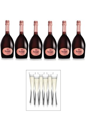 Ruinart Rosé Champagne Case Deal & Set of 6 Glasses