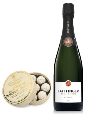 Taittinger Brut Réserve Champagne 75cl & Milk Truffles 135g