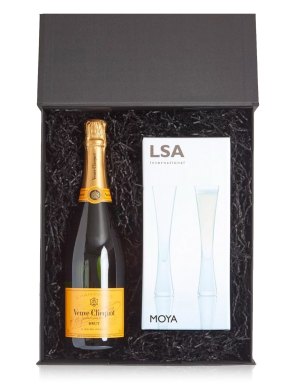 Veuve Clicquot Champagne 75cl & LSA Moya Flutes Luxury Gift Box