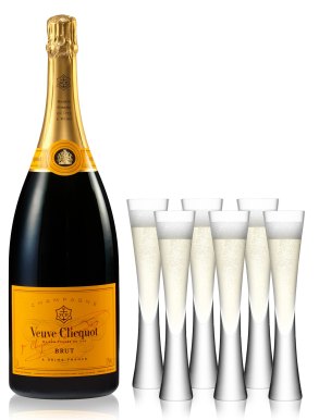 Veuve Clicquot Champagne Magnum 150cl & 6 LSA Moya Flutes